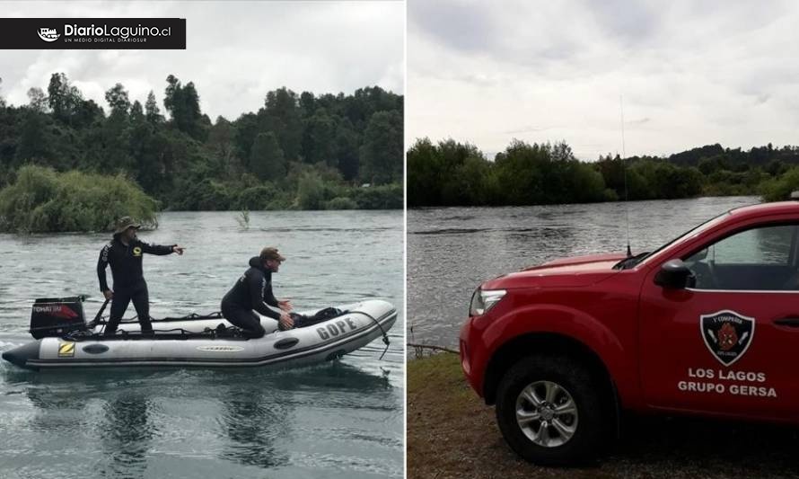 Pescador desaparecido: Gersa de Río Bueno, Los Lagos y Panguipulli rastrean río San Pedro junto al GOPE