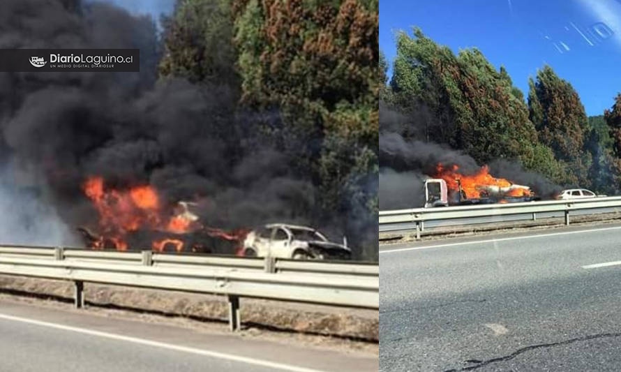 [ÚLTIMA HORA] Vehículos arden en la Ruta 5 entre Paillaco y Los Lagos