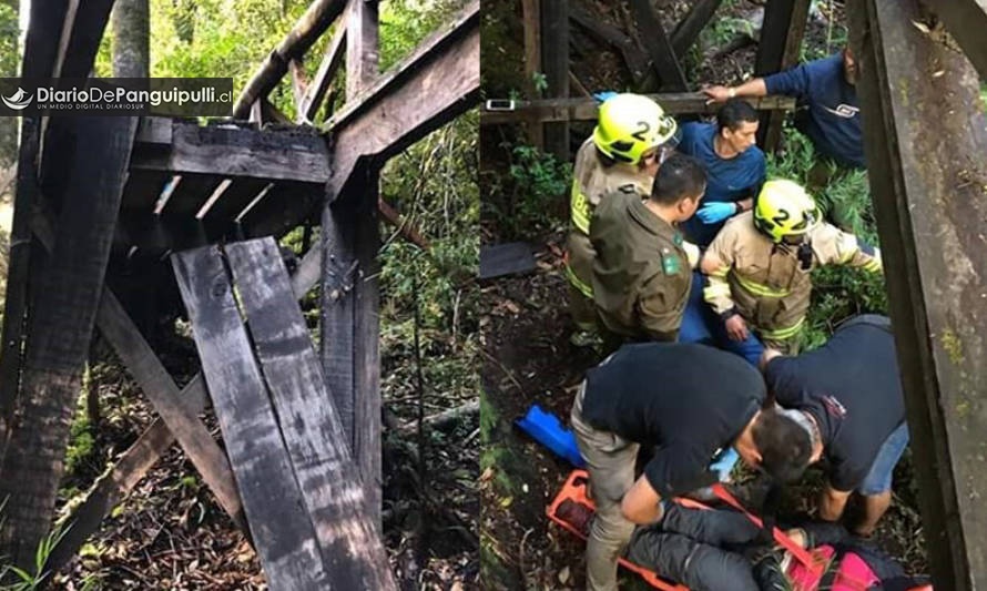 4 lesionados tras colapso de pasarela en reserva Huilo Huilo