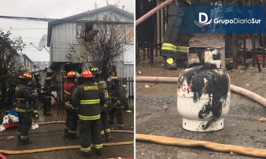 Inflamación de cilindro de gas movilizó a bomberos hasta población San Pedro en Valdivia