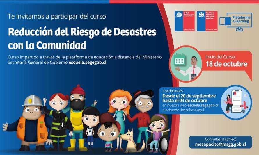Seremi de Gobierno Pedro Lamas invita a dirigentes sociales a capacitarse en curso: “Reducción del Riesgo de Desastres con la Comunidad”