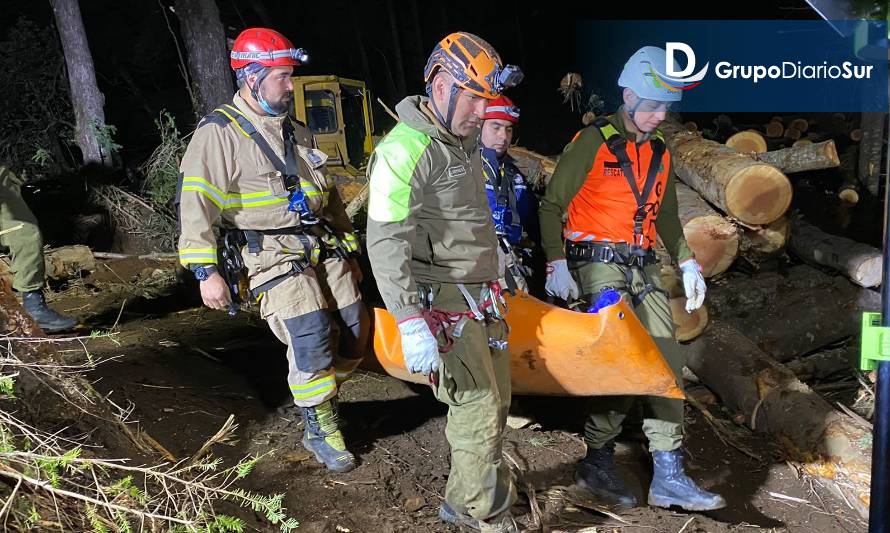 Panguipulli: Rescatan cuerpo de operario fallecido en faena forestal