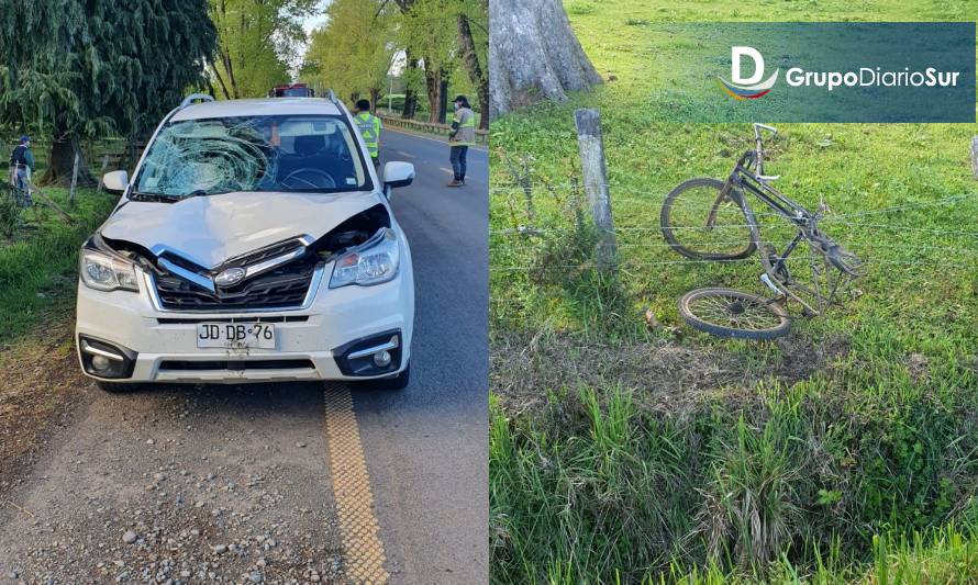 Ciclista atropellado en Río Bueno se encuentra con riesgo vital