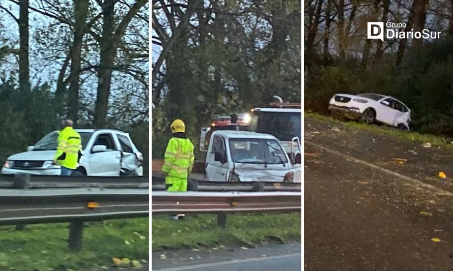 Tres vehículos involucrados en colisión múltiple en la Ruta 5 de Paillaco 