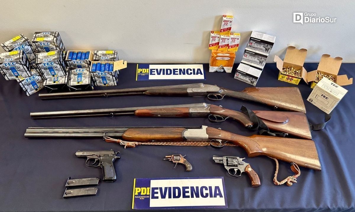 Incautan verdadero arsenal de armas de fuego en Paillaco